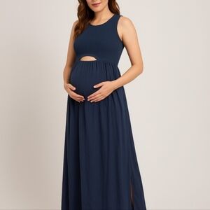 Isabel Maternity Navy Maxi Dress Women's Size Small